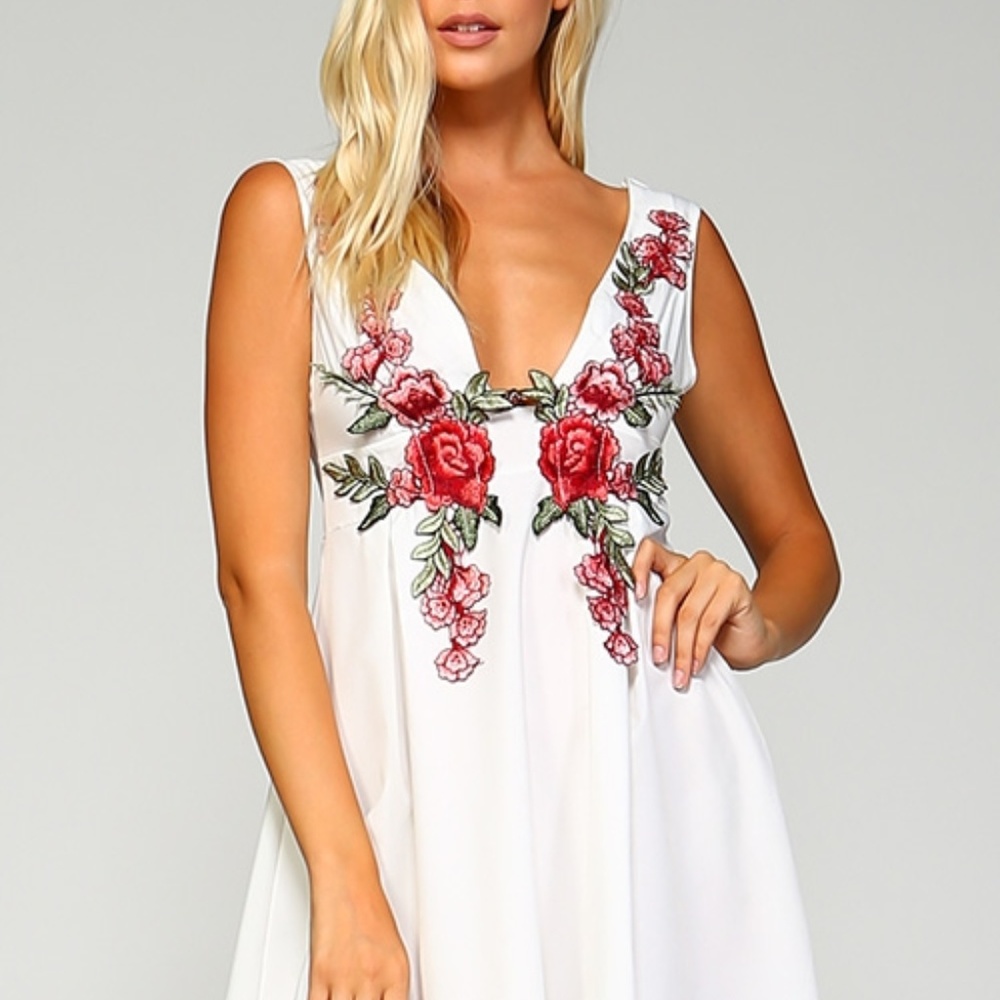Floral Embroidered Mini Dress in Women